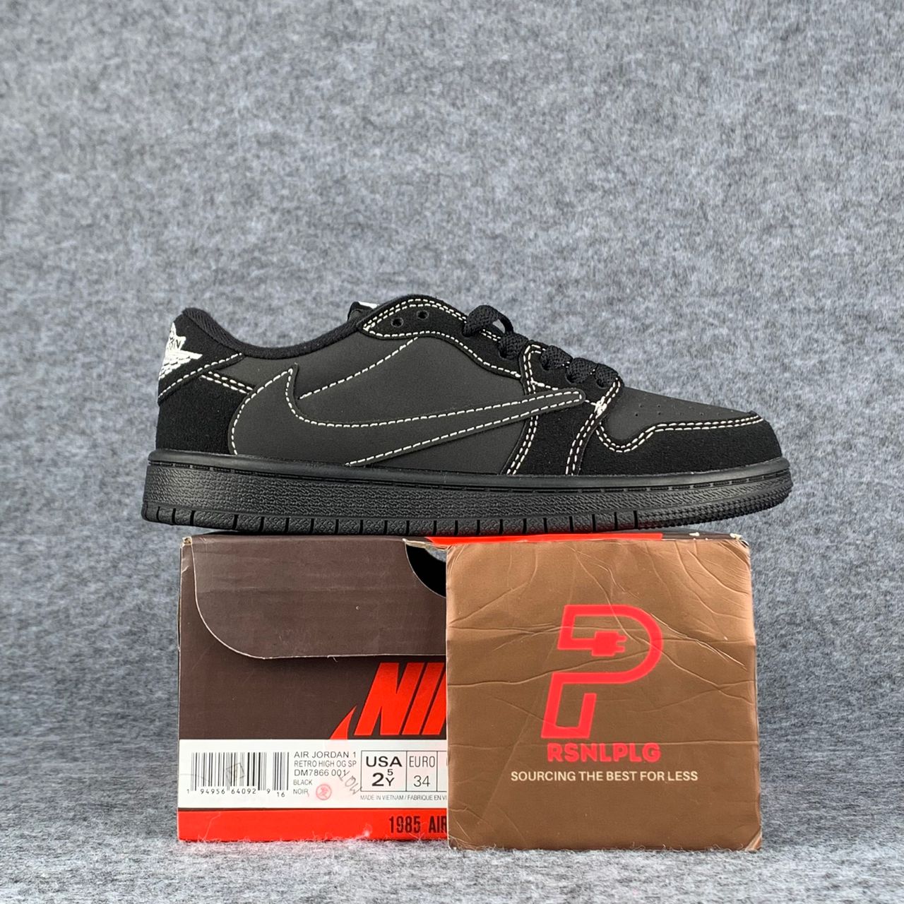 (KIDS) Travis Scott x Air Jordan 1 Low OG SP 'Black Phantom'